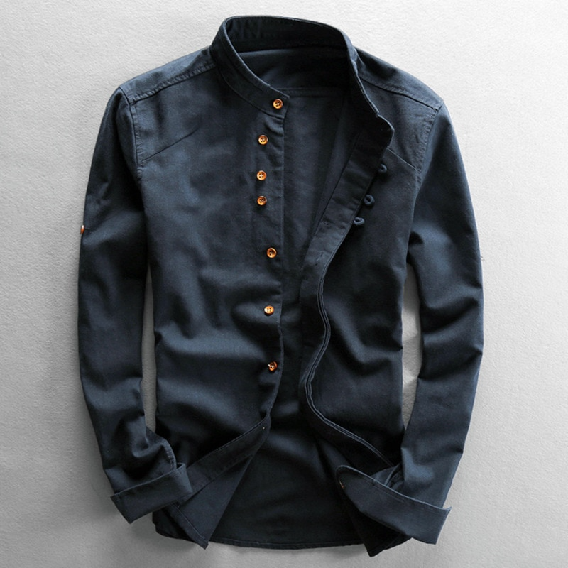 Men’s Stand Collar Button-Up | Designer
