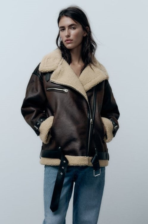 Women's Shearling Leather Jacket Winter