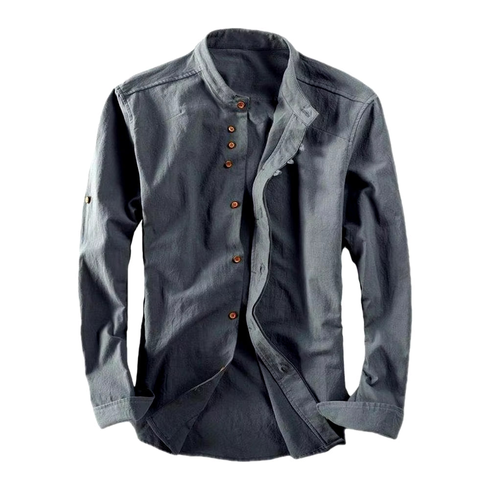 Men’s Stand Collar Button-Up | Designer