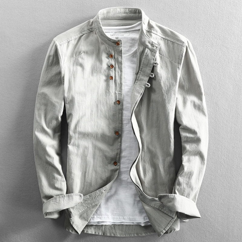 Men’s Stand Collar Button-Up | Designer