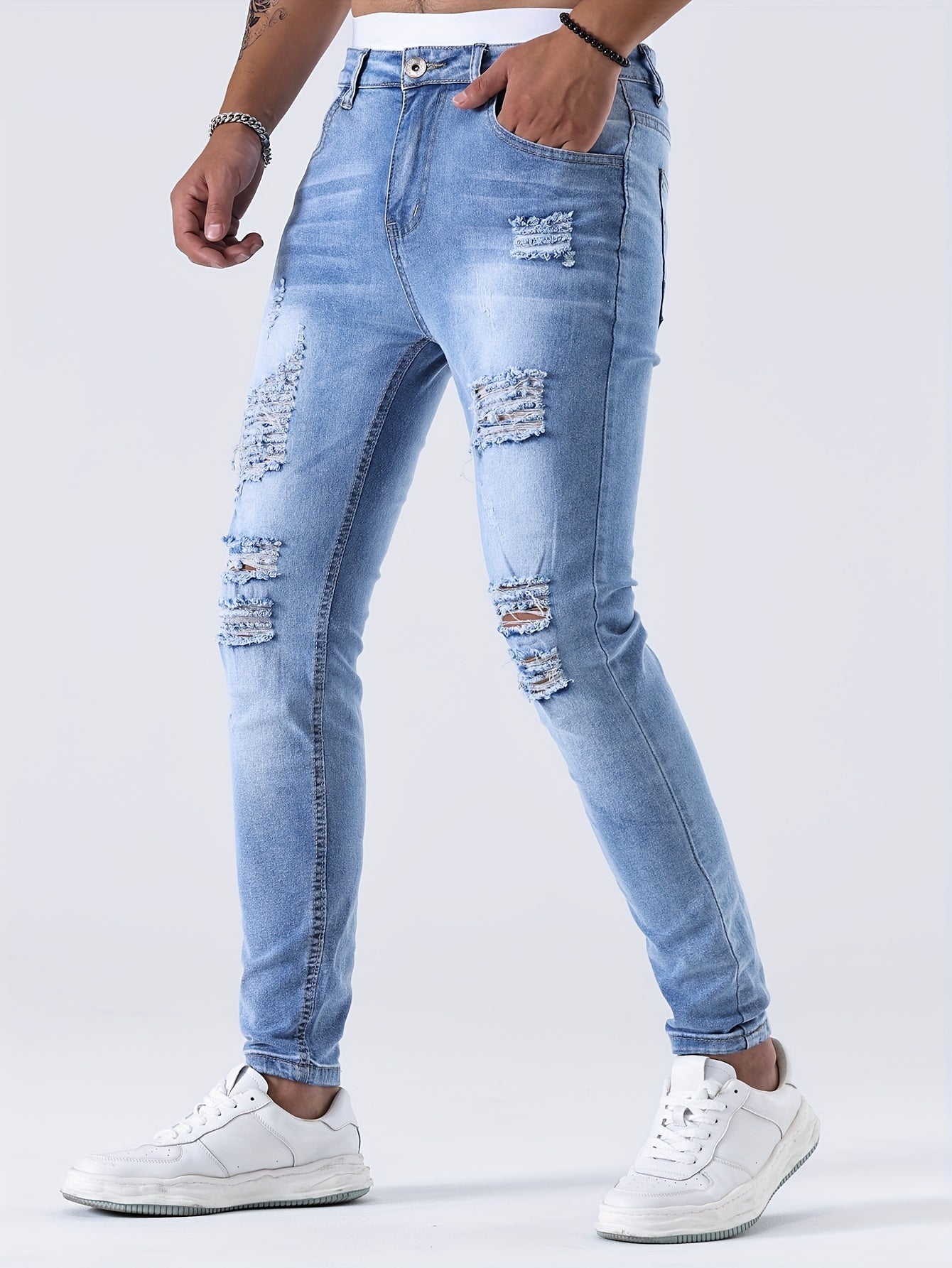 Men’s Distressed Skinny Jeans | Low Rise