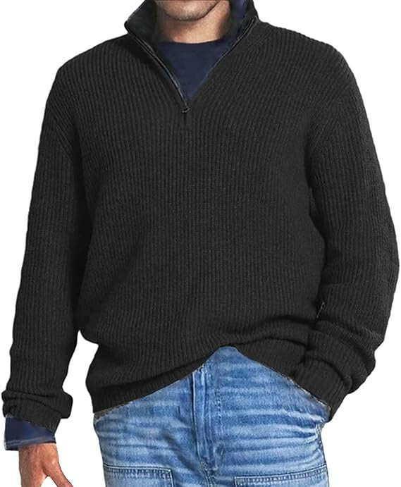 Men’s Ribbed Knit Jumper | Half-Zip