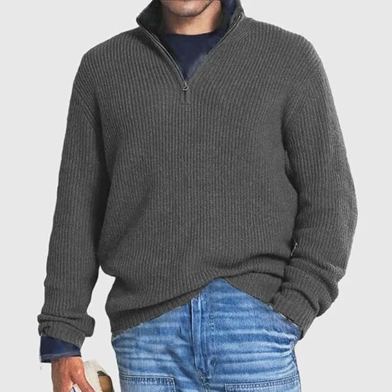 Men’s Ribbed Knit Jumper | Half-Zip