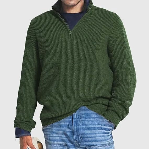Men’s Ribbed Knit Jumper | Half-Zip