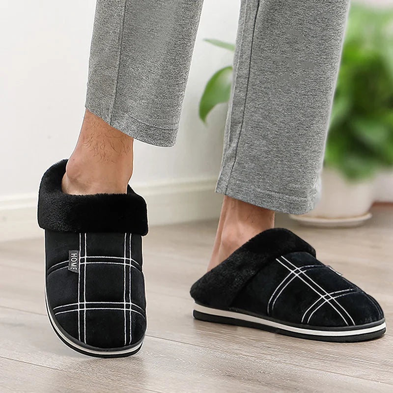 Men’s Plaid Slip-On Slippers | Winter