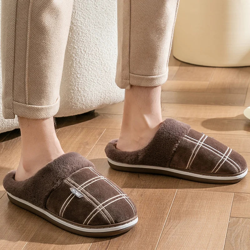 Men’s Plaid Slip-On Slippers | Winter