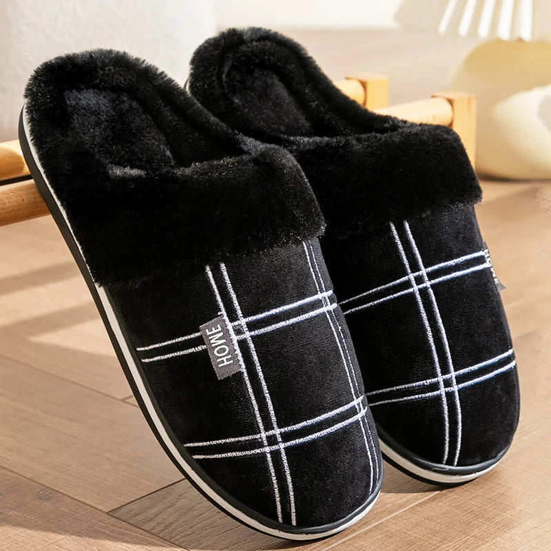 Men’s Plaid Slip-On Slippers | Winter
