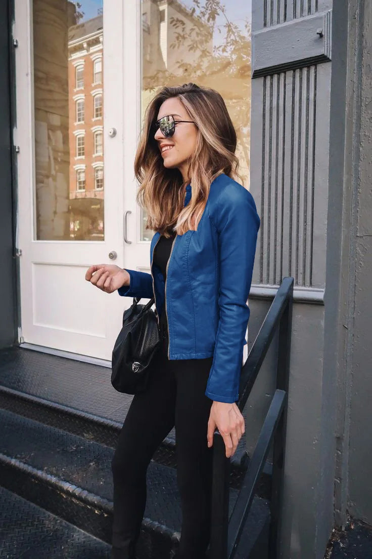 Women’s Leather Biker Jacket for Winter Wear