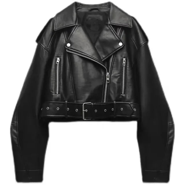 Women's Leather Biker Jacket Winter