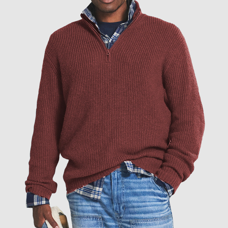 Men’s Ribbed Knit Jumper | Half-Zip