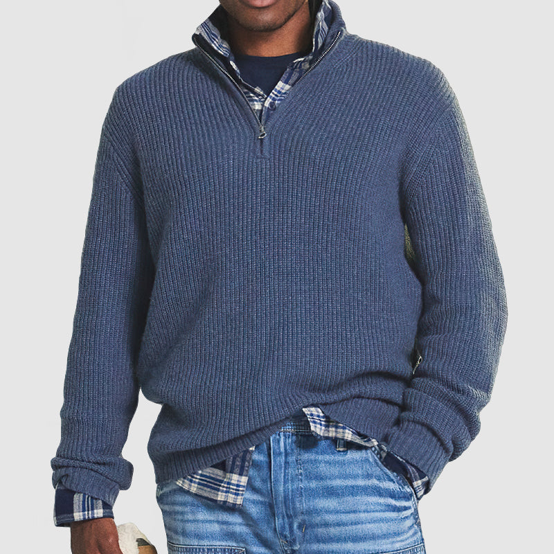 Men’s Ribbed Knit Jumper | Half-Zip