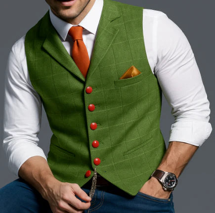 Men’s Checked Button Waistcoat | Longline