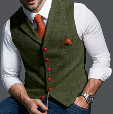 Men’s Checked Button Waistcoat | Longline