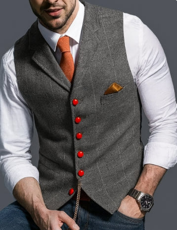 Men’s Checked Button Waistcoat | Longline