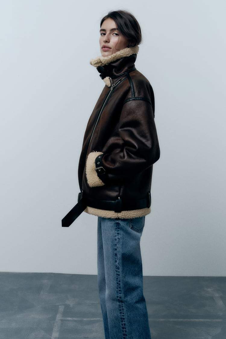 Women's Shearling Leather Jacket Winter