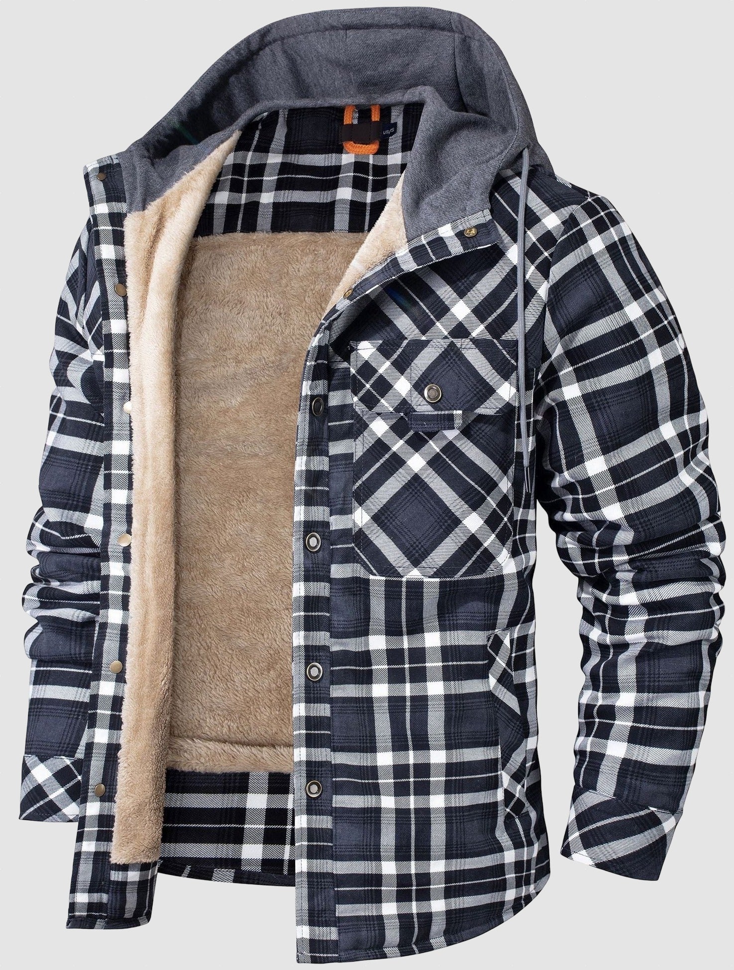 Men’s Hooded Fleece Lined Shirt Jacket for Winter