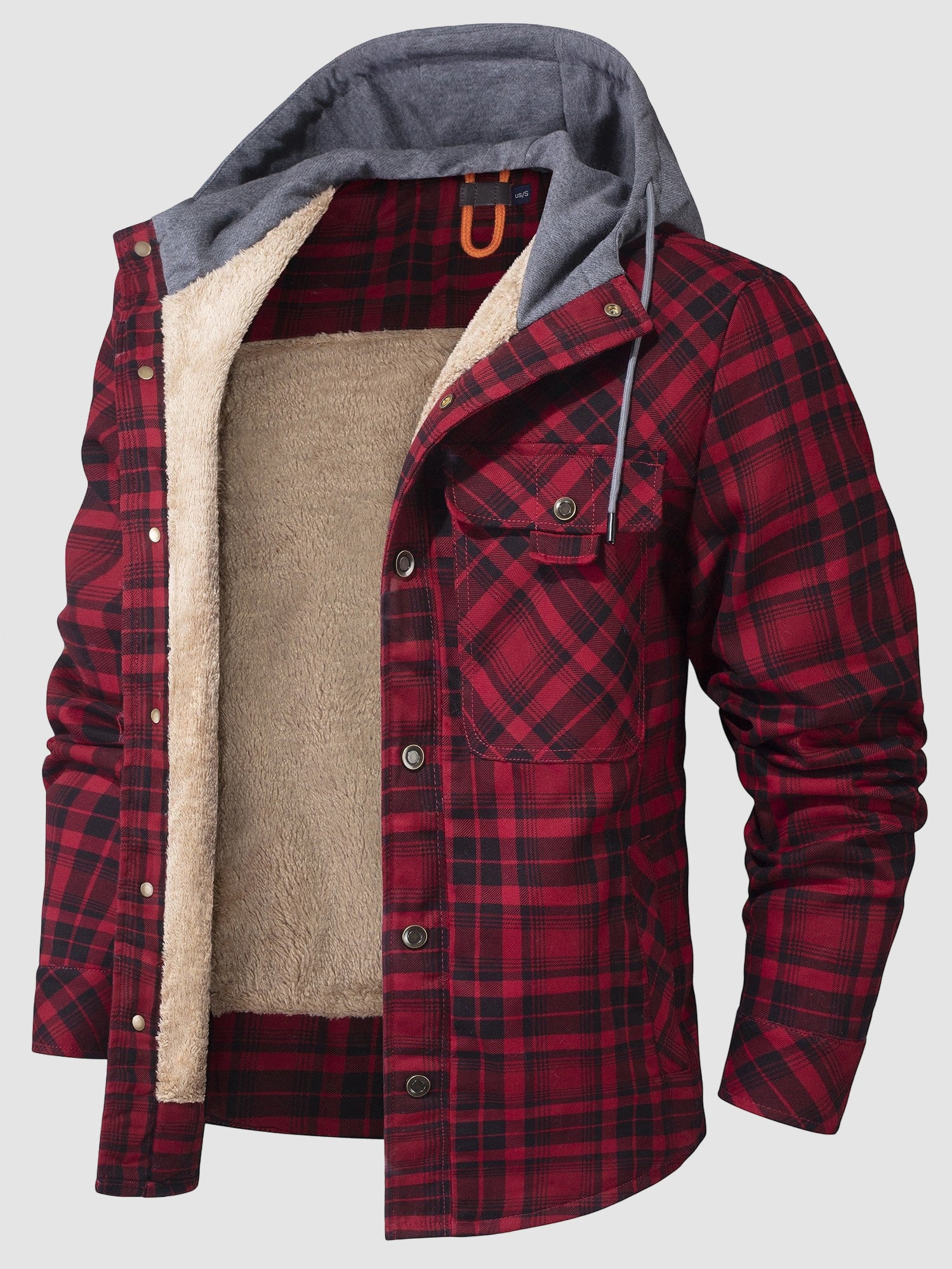 Men’s Hooded Fleece Lined Shirt Jacket for Winter