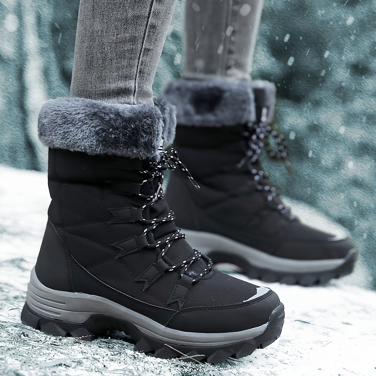 Women’s Winter Snow Boots with Fleece Lining for Cold Weather