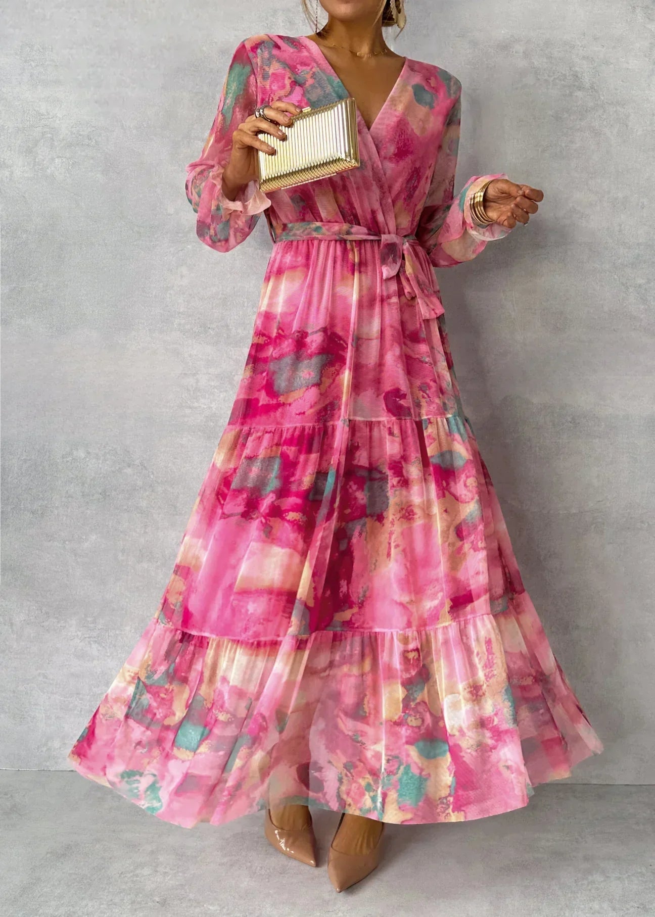 Women’s Floral Belted Dress | Maxi