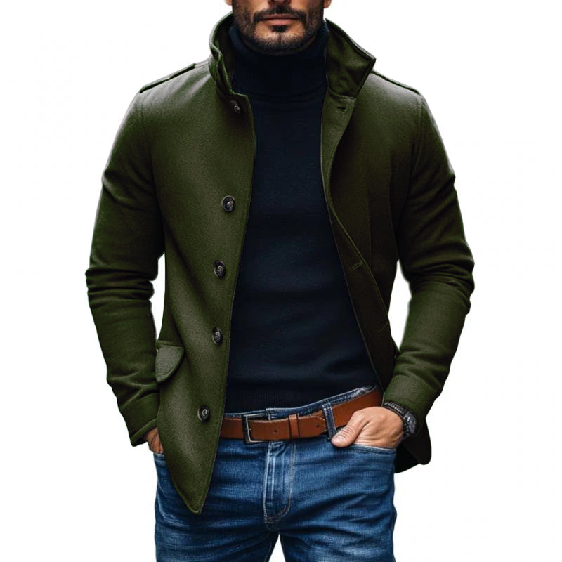 Men's Tailored Short Coat with Lapel in Wool Mix 7G4K2H9X