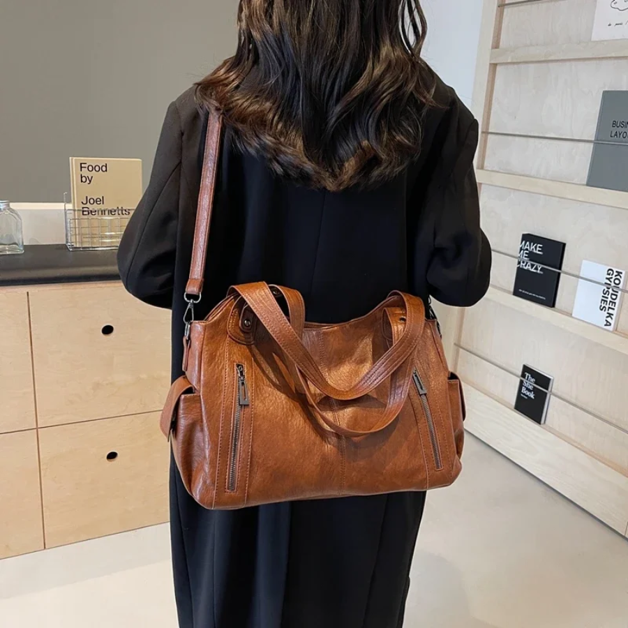 Leather Shoulder Tote Bag for Everyday Use in Winter