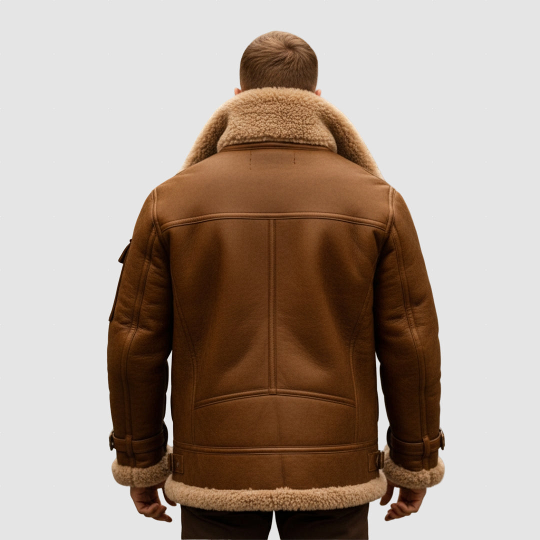 Men’s Winter Leather Jacket | Warm Shearling Jacket for Winter
