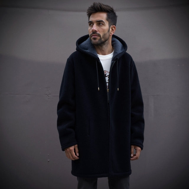 Men’s Fleece Lined Hooded Cardigan Jacket for Winter