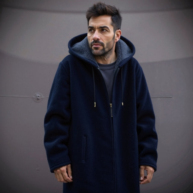 Men’s Fleece Lined Hooded Cardigan Jacket for Winter