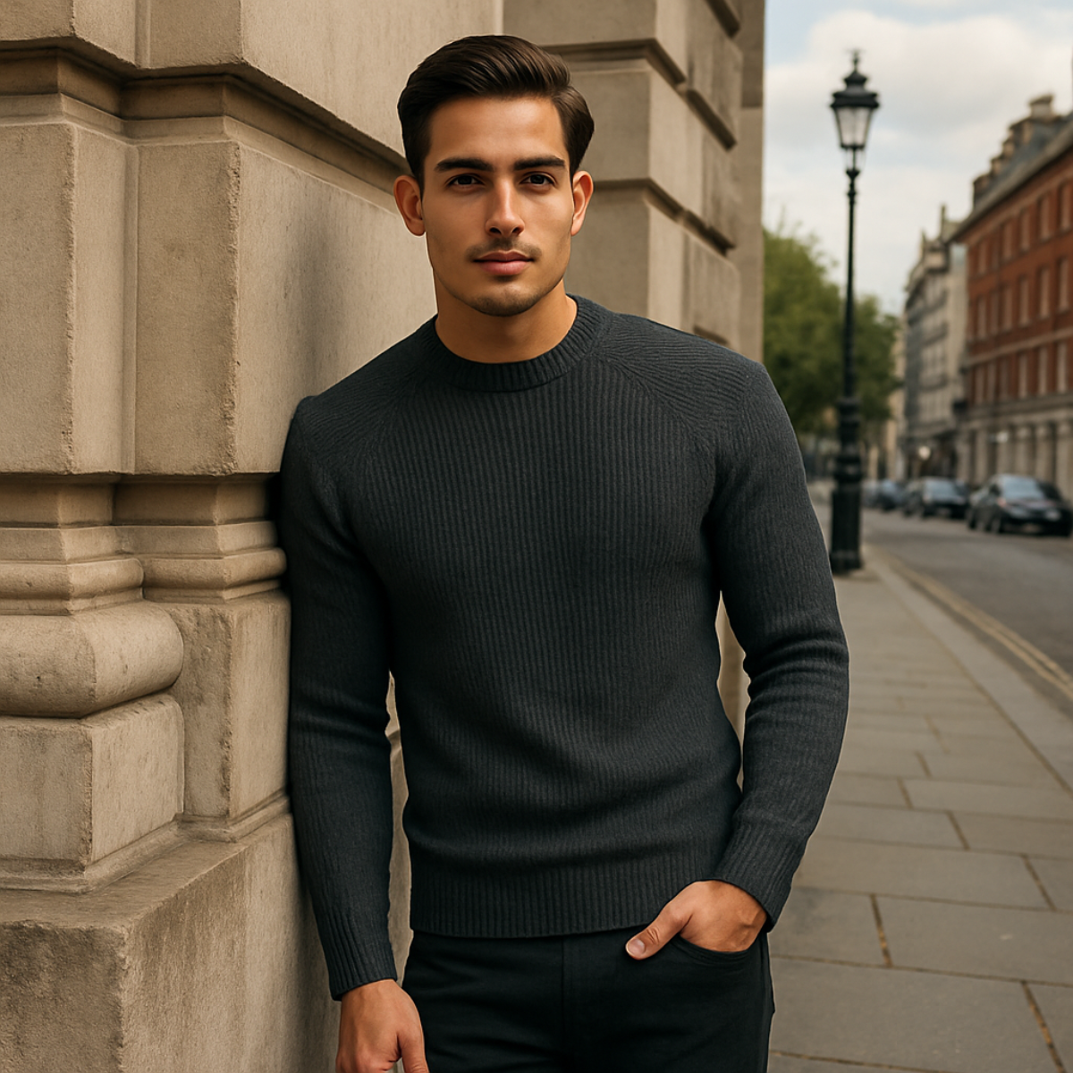 Men’s Wool Crew Neck Knit Jumper for Winter