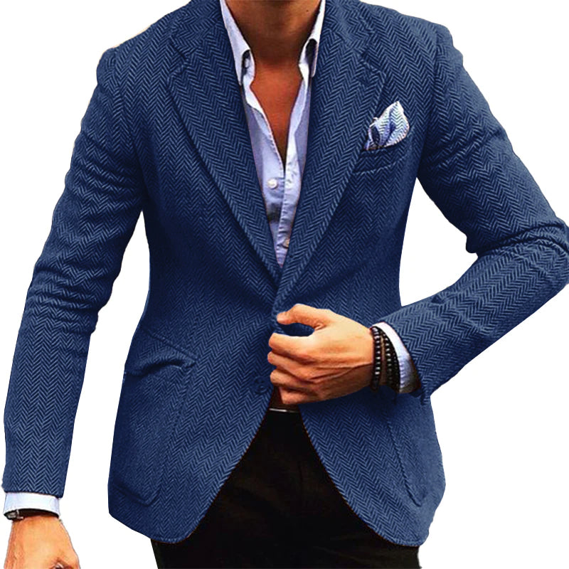 Men's Timeless Herringbone One-Button Blazer 78324567Y