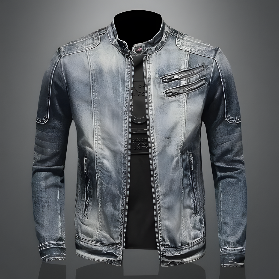 Men's Denim Jacket Featuring Dual Chest Pockets 3H5J9L2