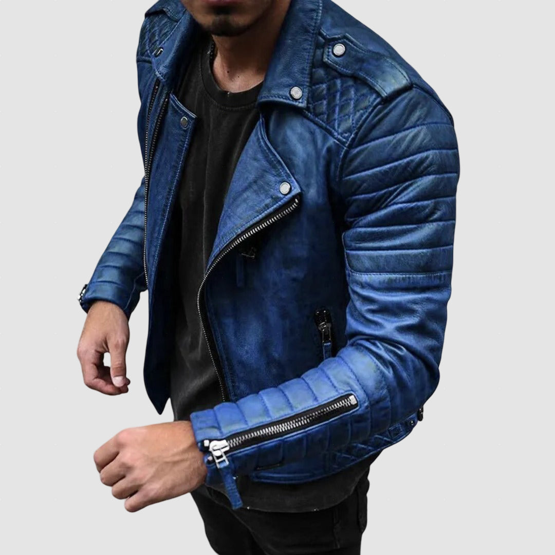 Men’s Leather Biker Jacket | Warm Moto Jacket for Winter
