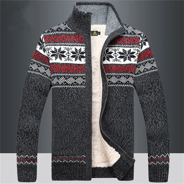 Men's Fleece Lined Knit Cardigan for Winter