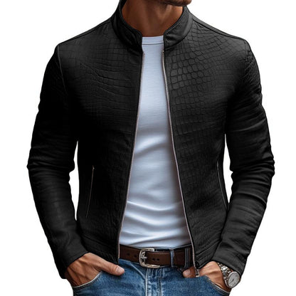 Tailored Croc-Embossed Leather Jacket 4G7H2K9B1