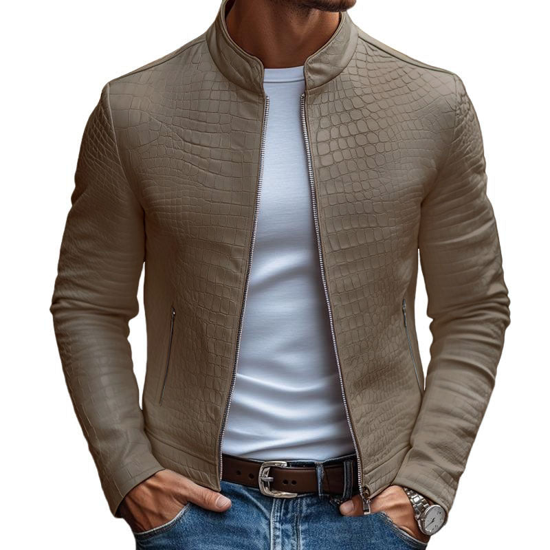 Tailored Croc-Embossed Leather Jacket 4G7H2K9B1