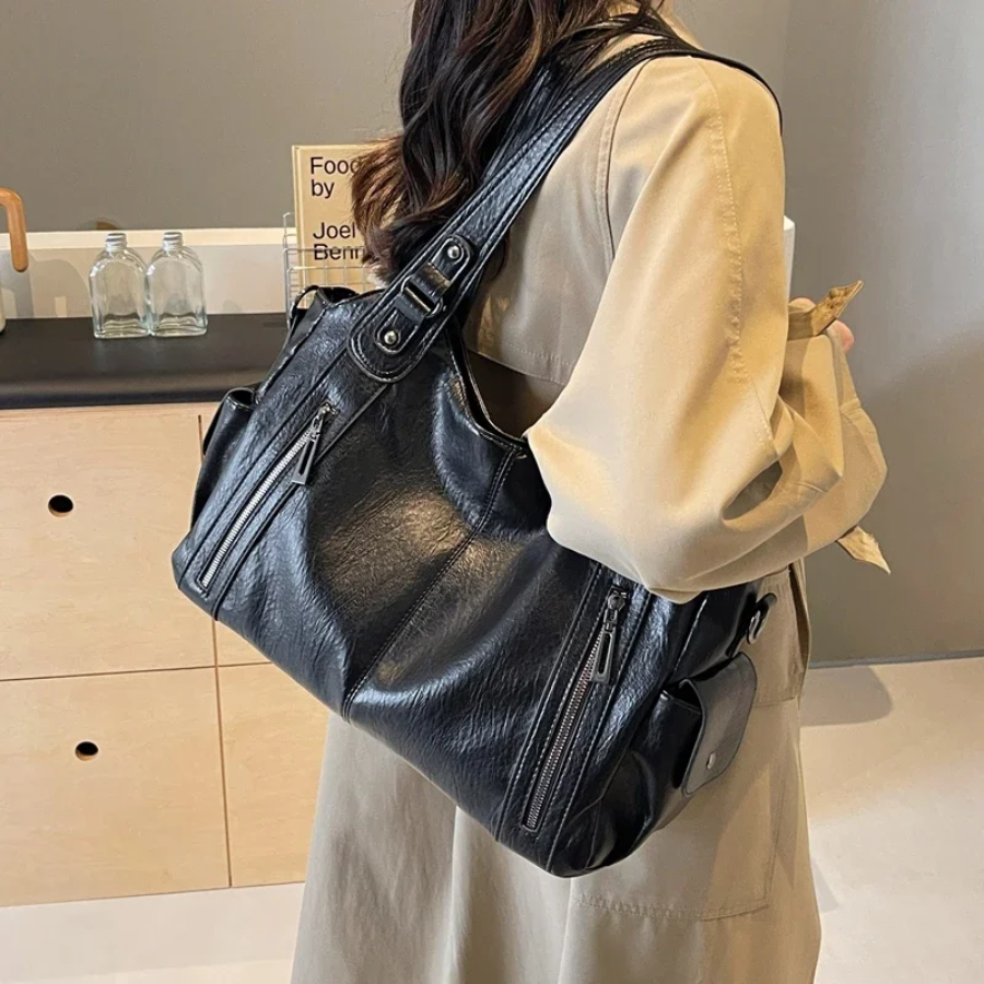 Leather Shoulder Tote Bag for Everyday Use in Winter