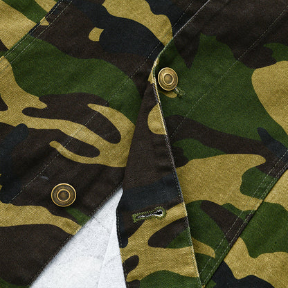 Men's Vintage Camo Canvas Jacket with Lapel 3F8K1Z4B2