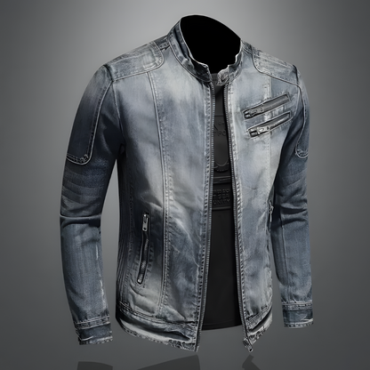 Men's Denim Jacket Featuring Dual Chest Pockets 3H5J9L2