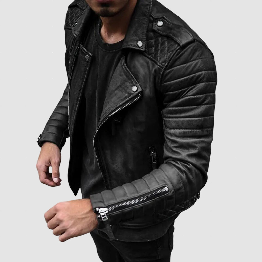Men’s Leather Biker Jacket | Warm Moto Jacket for Winter