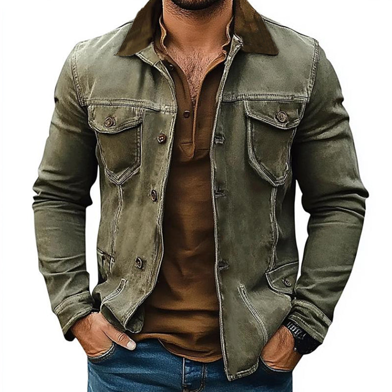 Men's Distressed Denim Jacket 8H4K1M2B9