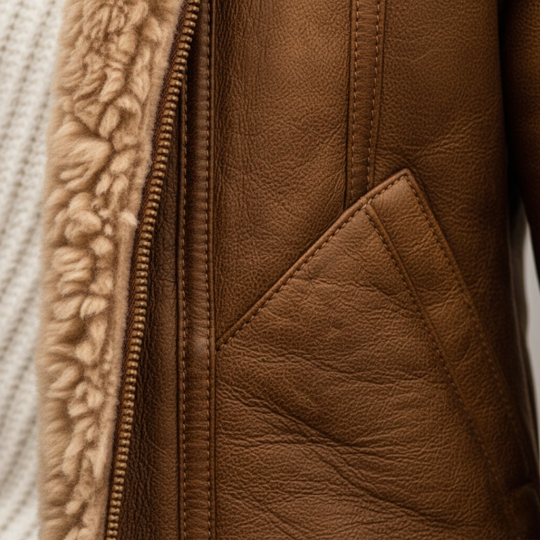 Men’s Winter Leather Jacket | Warm Shearling Jacket for Winter
