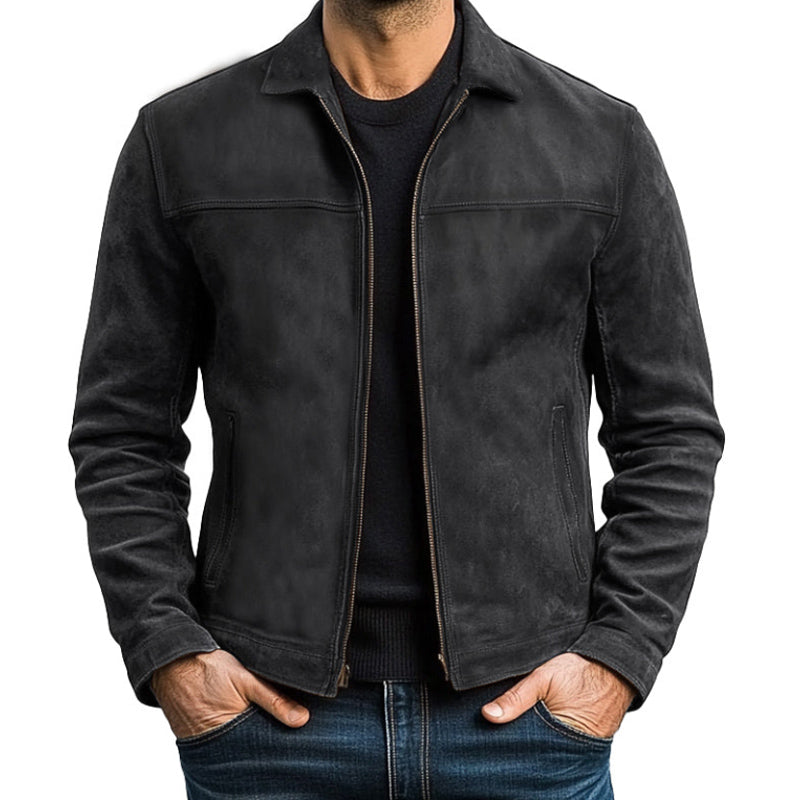 Men's Zippered Leather Jacket 5F3G8H1J2