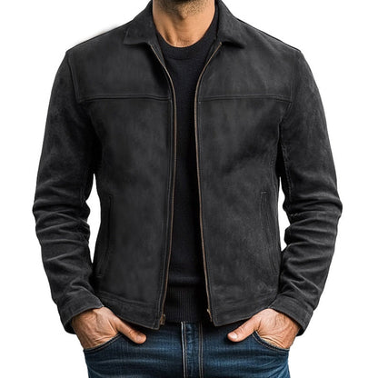 Men's Zippered Leather Jacket 5F3G8H1J2