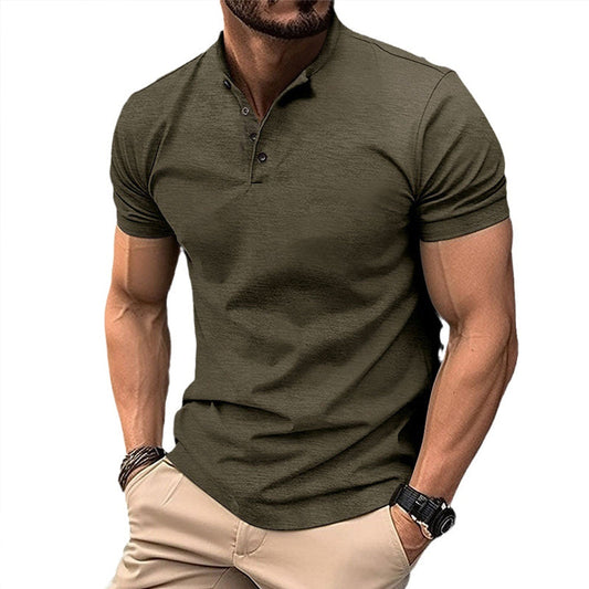 Men's Plain Buttoned Henley Neck Athletic Polo Shirt 94736203Y