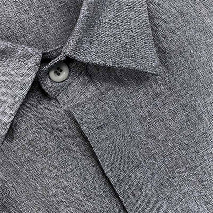 Men's Plain Lapel Shirt Sleeve Cotton Linen 58392014X