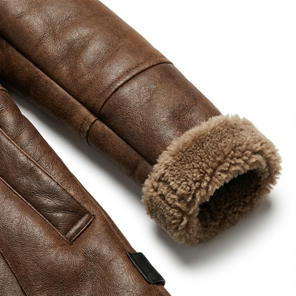 Women's Leather Shearling Coat for Winter