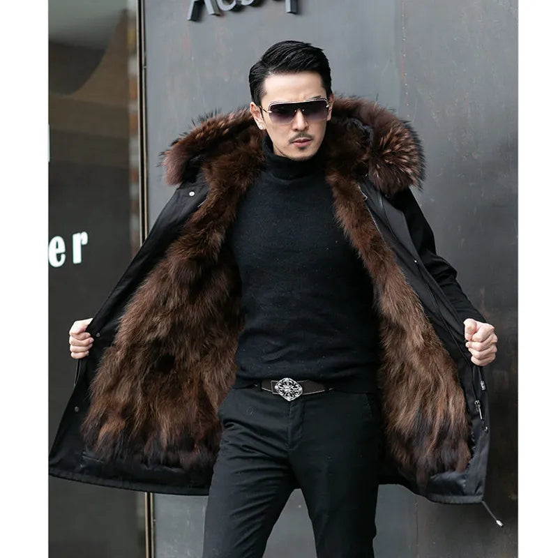 Men’s Down Parka Coat with Fur Lining for Winter
