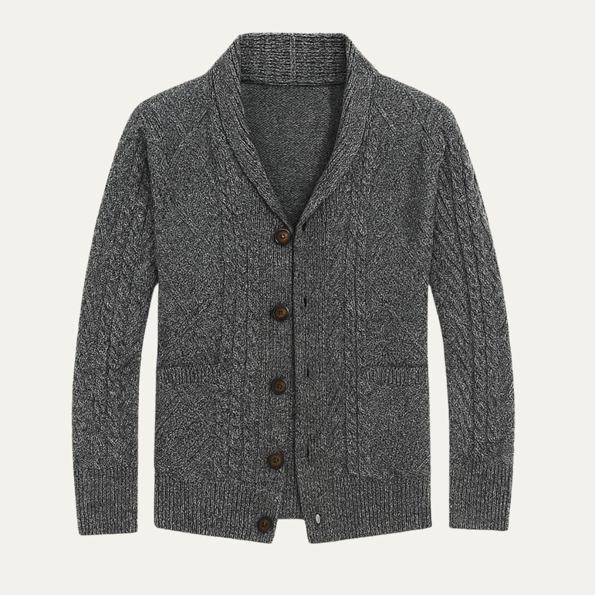 Men’s Wool Cable Knit Cardigan for Winter