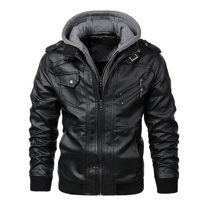 Stylish Men's Leather Winter Jacket 7H8K3L1