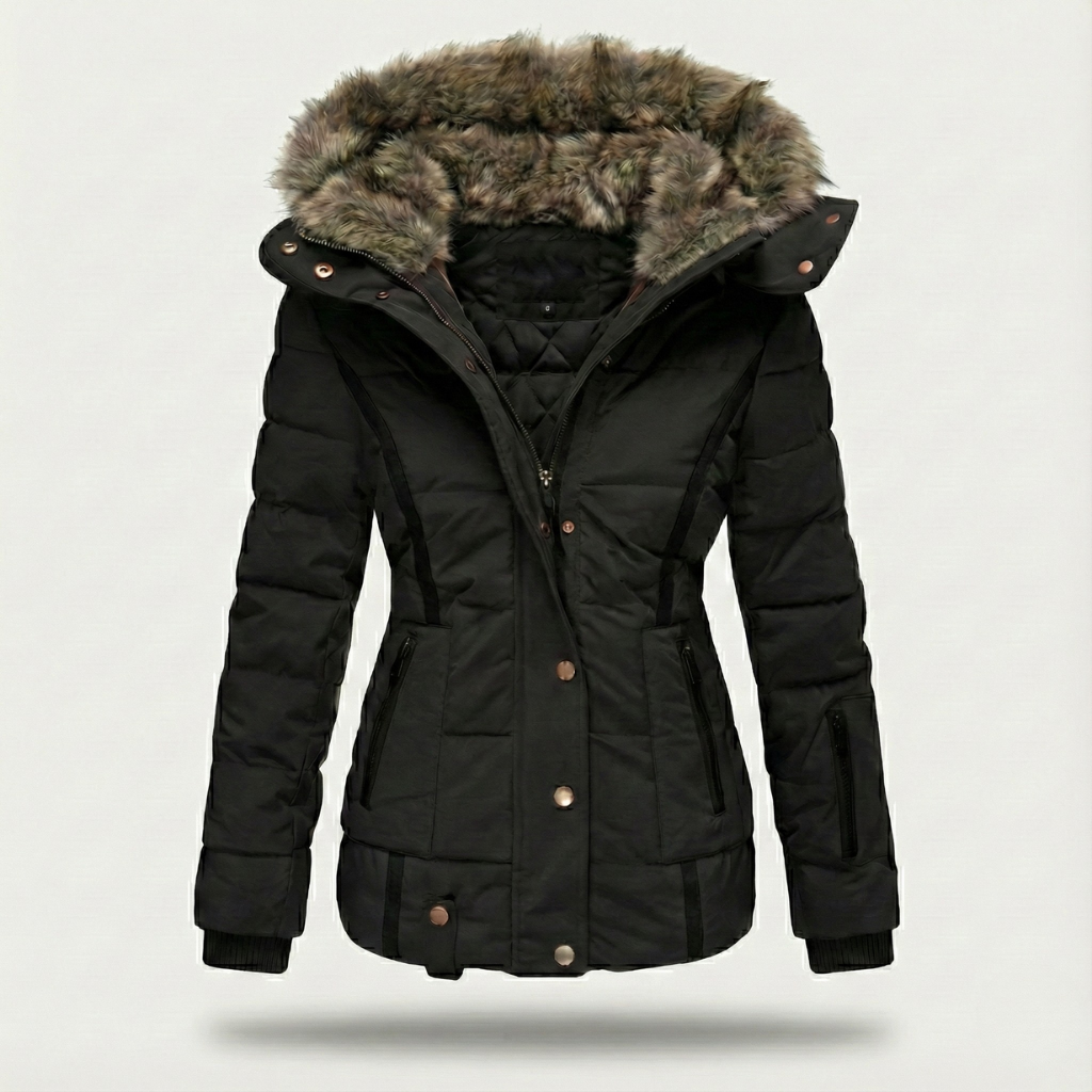 Women’s Insulated Hooded Parka Jacket with Faux Fur for Winter